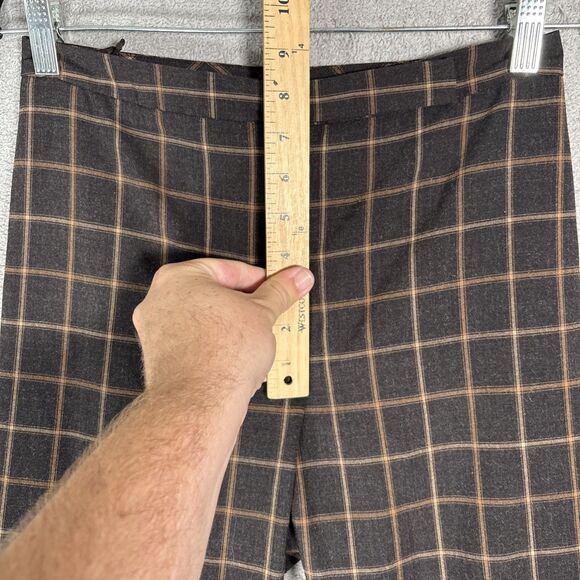 Womens Size Small Brown Plaid Pants Wide Leg Flare Dark Academia Heritage Basics - Picture 6 of 11